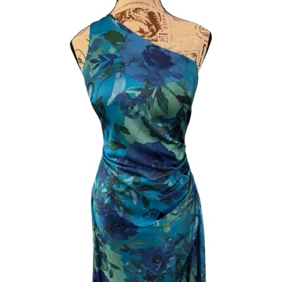Eliza J One Shoulder Blue Floral Dress - Picture 2 of 7